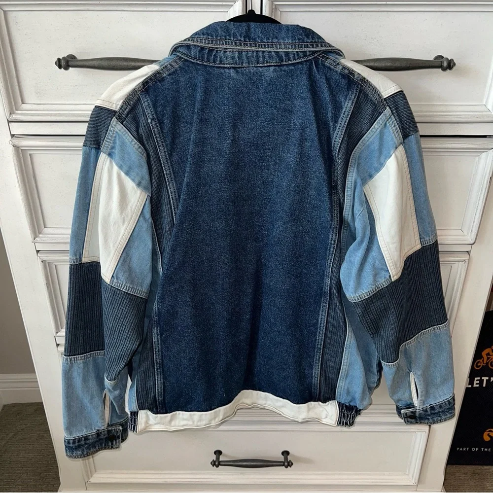 Free People Panel Denim Bomber Jacket - Picture 7 of 8